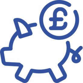 Blue outline of a piggybank