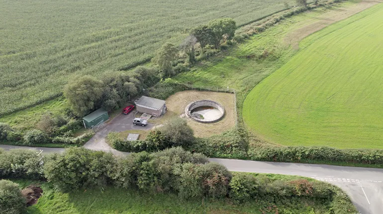Aerial view of the Bulbury Lane sewage pumping station